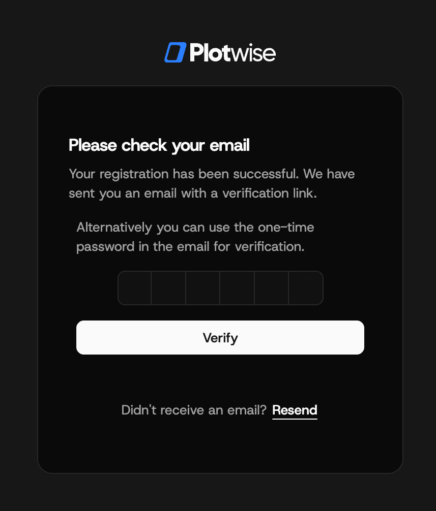 Email verification page prompting user to check their inbox