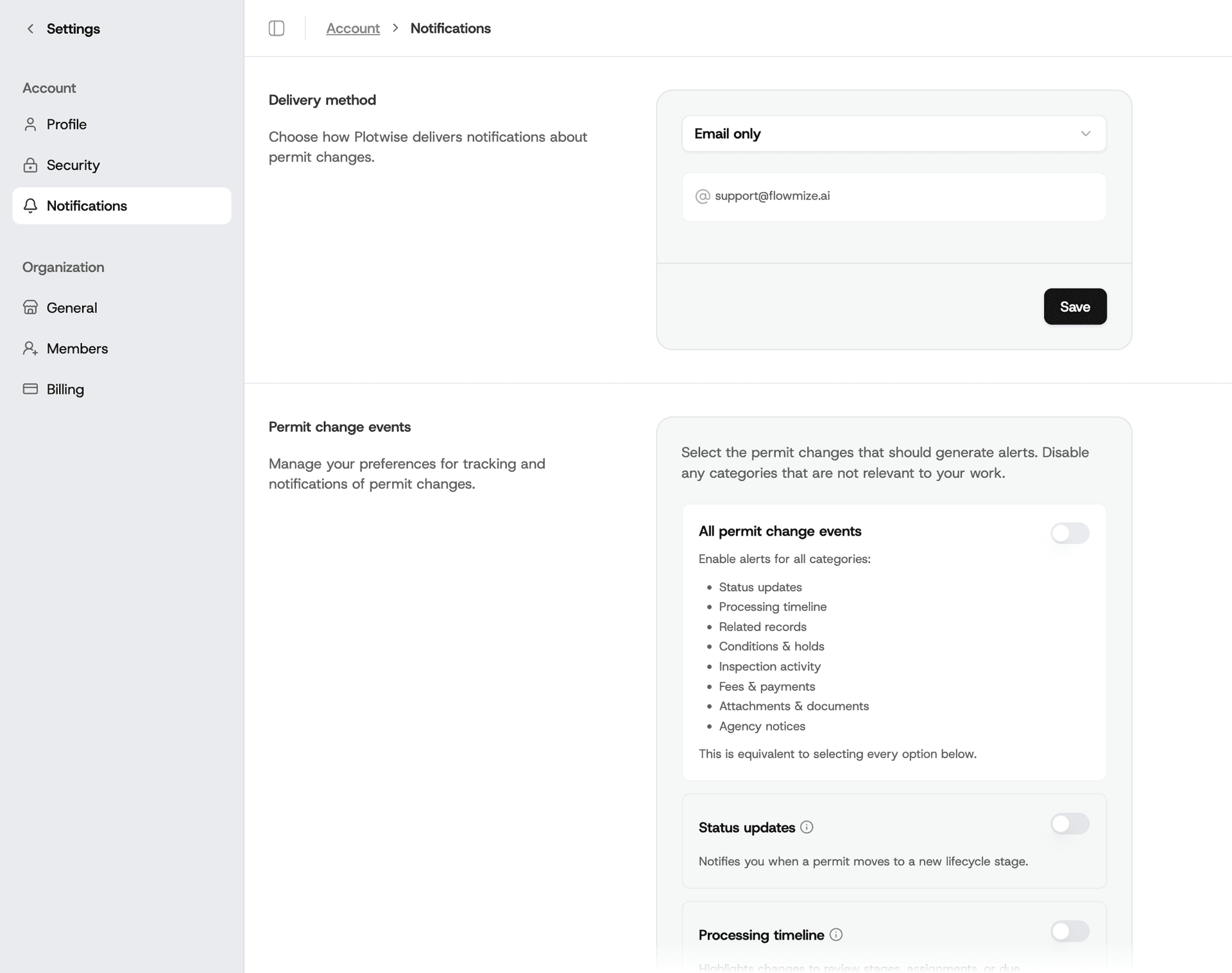 SMS preferences toggle in notification settings