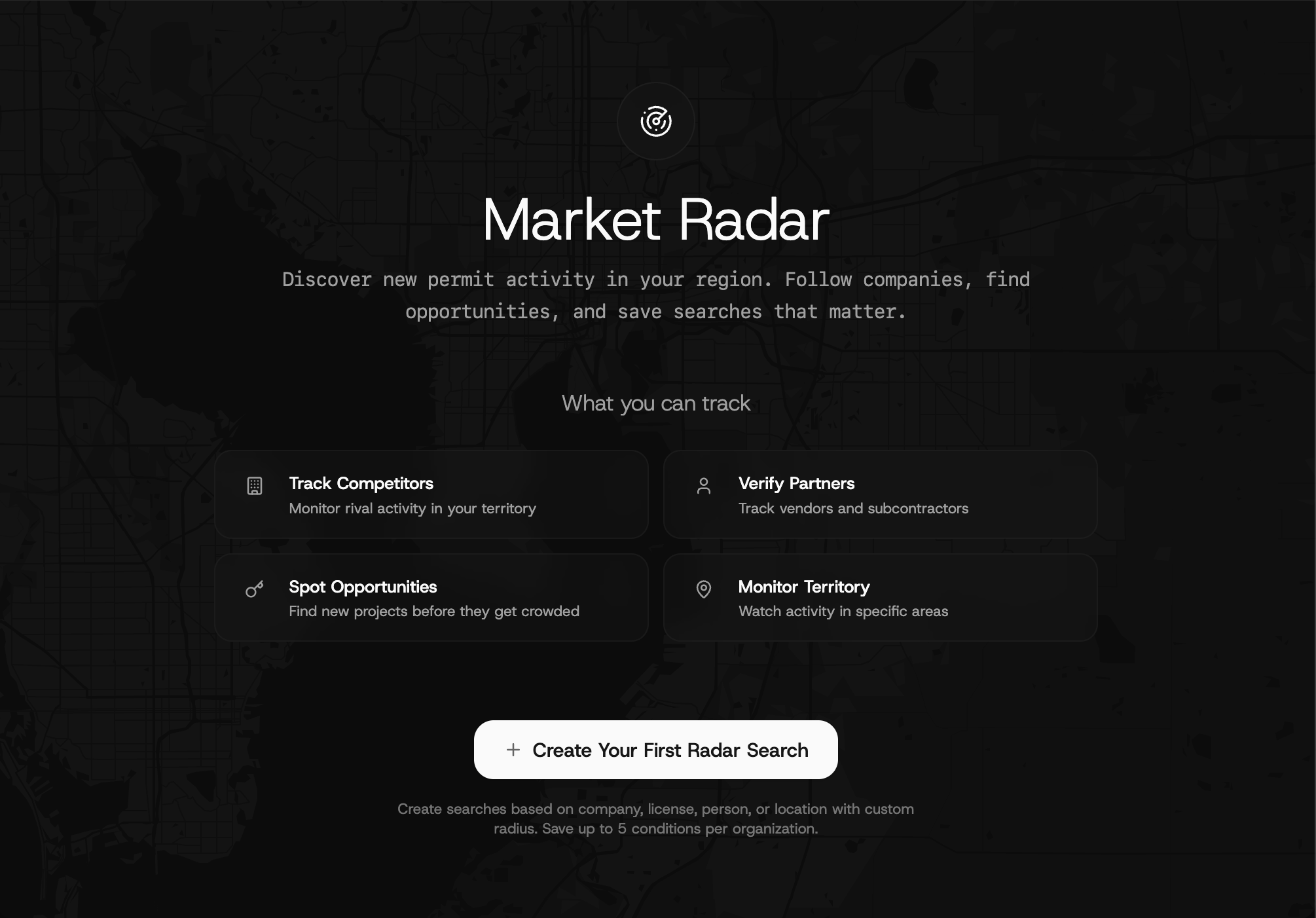 Plotwise radar showing permit discovery