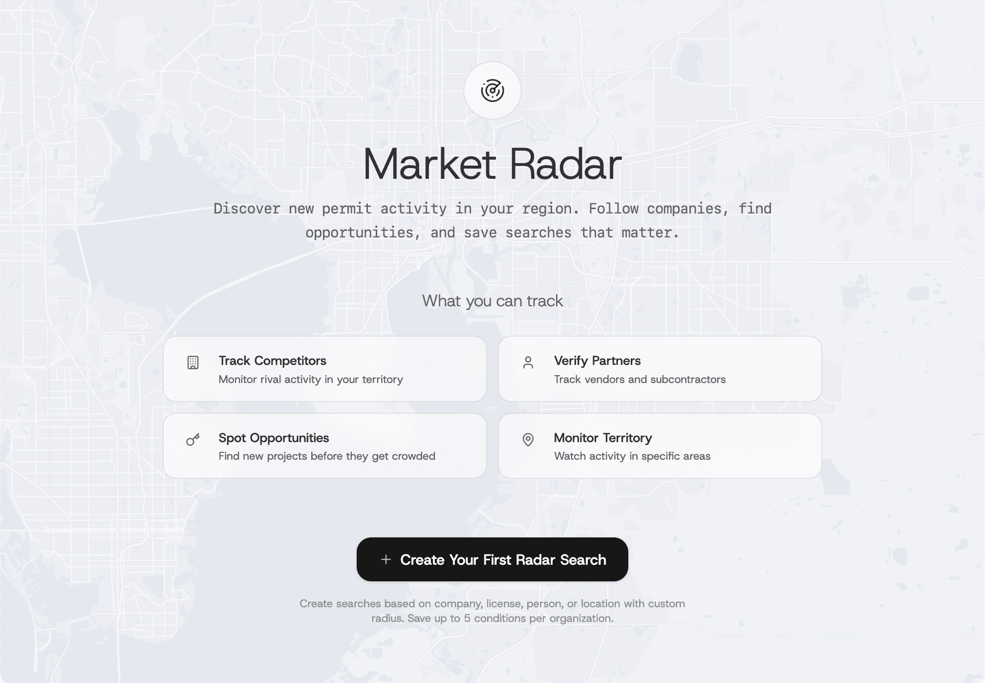 Plotwise radar showing permit discovery